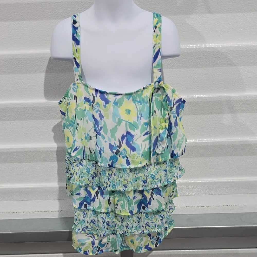 Justice Floral Ruffle‎ Tank Top